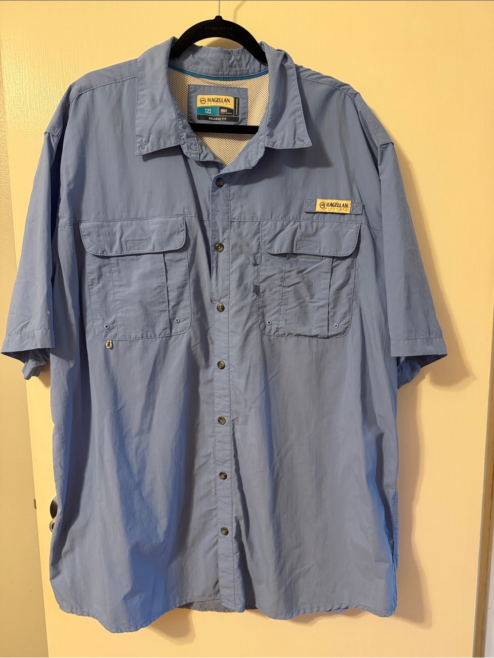 Magellan Outdoors Light Blue Short-Sleeve Button-Up Fishing Shirt 2XL